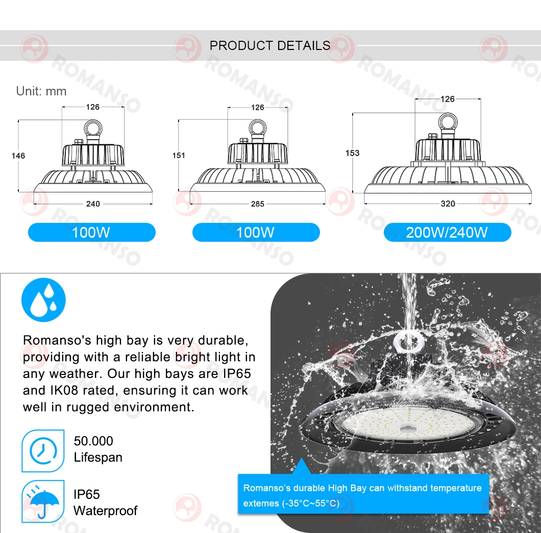 Eye Protection IP65 Cattle Farm 22500lm 3000K 6000K Epistar LED Warehouse High Bay Lighting